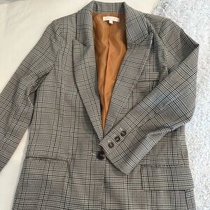 Hidden Label Plaid Blazer